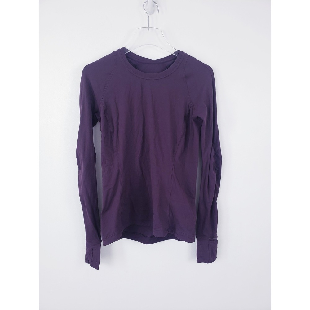 Lululemon‎ Runderful Long Sleeve Crewneck Shirt Purple Thumbholes Size 8